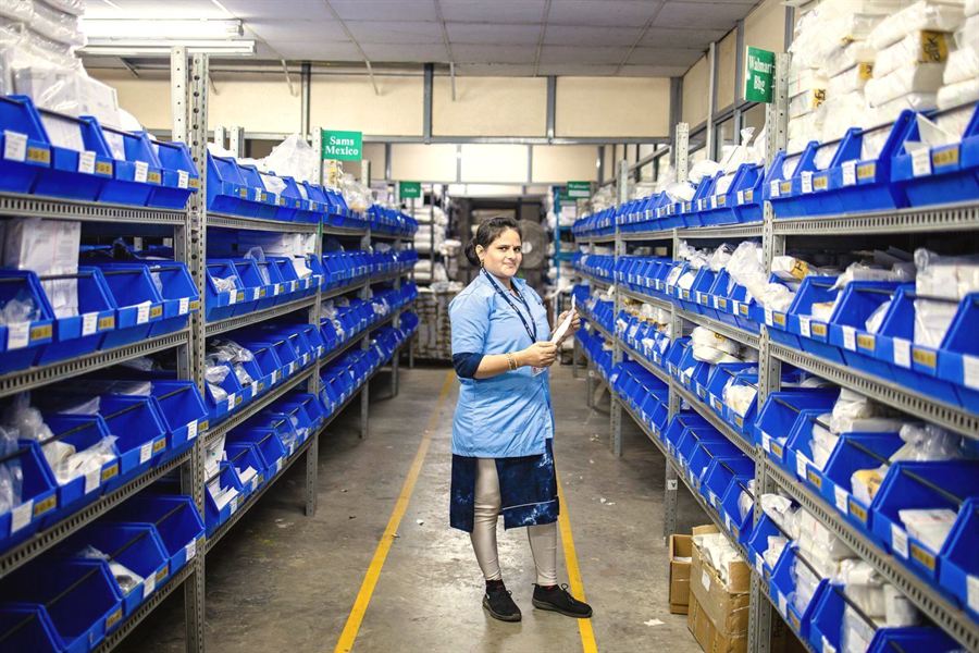 Field employee at work in a warehouse